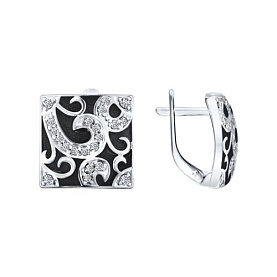 Серьги SOKOLOV - Серебро 925, Фианит, Эмаль (арт. 94021058)