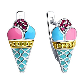 Серьги SOKOLOV - Серебро 925, Фианит, Эмаль (арт. 94022777)