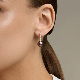 Серьги Diamant - Серебро 925, Жемчуг синтетический, Фианит (арт. 94-120-00090-1)