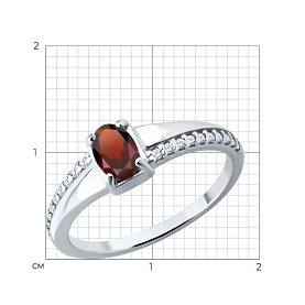 Кольцо SOKOLOV - Серебро 925, Гранат, Фианит (арт. 92014829)