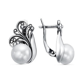 Серьги Красная пресня - Серебро 925, Жемчуг культивированный (арт. 33313138)
