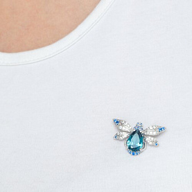 Брошь SOKOLOV - Серебро 925, Синтетический топаз Лонд, Фианит (арт. 92040052)