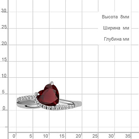 Кольцо Аквамарин - Серебро 925, Гранат, Фианит (арт. 6519103А.5)