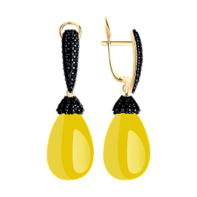 Серьги SOKOLOV - Серебро 925, Фианит, Янтарь (арт. 83020102)