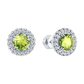 Серьги SOKOLOV - Серебро 925, Фианит, Хризолит (арт. 92022791)