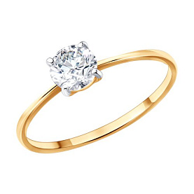 Кольцо SOKOLOV - Золото 585, Фианит (арт. 019885)