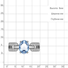 Кольцо Аквамарин - Серебро 925, Топаз, Фианит (арт. 65022605А.5)