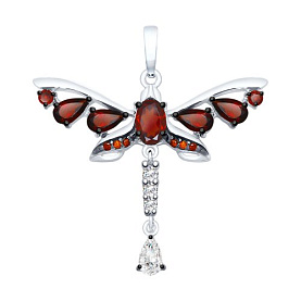 Подвеска SOKOLOV - Серебро 925, Гранат, Фианит (арт. 92030490)