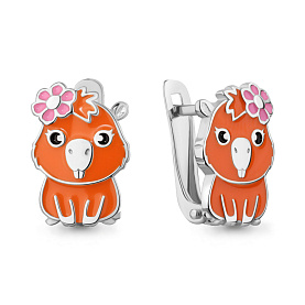 Серьги Аквамарин - Серебро 925, Эмаль (арт. 35245.5)