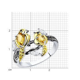 Кольцо SOKOLOV - Серебро 925, Фианит, Цитрин (арт. 92011502)