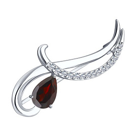 Брошь Diamant - Серебро 925, Гранат, Фианит (арт. 94-340-01053-2)