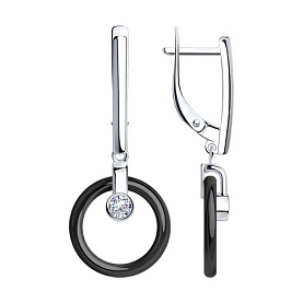 Серьги Diamant - Серебро 925, Керамика, Фианит (арт. 94-121-01276-1)