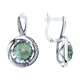 Серьги SOKOLOV - Серебро 925, Кварц, Фианит (арт. 92022057)