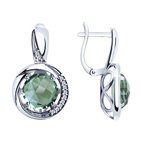 Серьги SOKOLOV - Серебро 925, Кварц, Фианит (арт. 92022057)