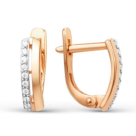 Серьги ЮФ Династия - Золото 585, Фианит (арт. 000522-1102)