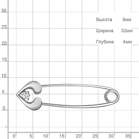 Булавка Аквамарин - Серебро 925, Фианит (арт. 77469А.5)