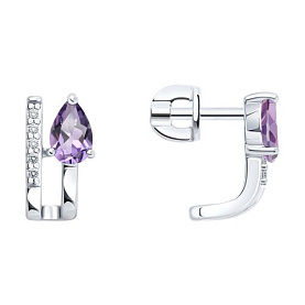 Серьги SOKOLOV - Серебро 925, Аметист, Фианит (арт. 92025325)