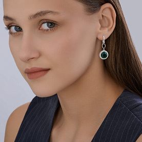 Серьги SOKOLOV - Серебро 925, Синтетический кварц , Фианит (арт. 92023200)