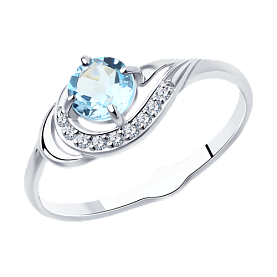 Кольцо Diamant - Серебро 925, Топаз, Фианит (арт. 94-310-00555-1)