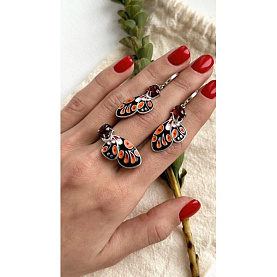 Серьги Кабаровских - Серебро 925, Гессонит, Эмаль (арт. 12-687-9790)