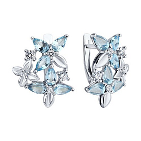 Серьги Diamant - Серебро 925, Топаз, Фианит (арт. 94-320-02061-1)