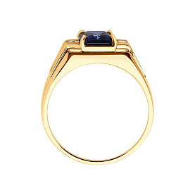 Кольцо SOKOLOV - Золото 585, Синтетический сапфир , Фианит (арт. 715739)