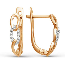 Серьги ЮФ Династия - Золото 585, Фианит (арт. 000902-1102)