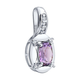 Подвеска SOKOLOV - Серебро 925, Аметист, Фианит (арт. 92030883)