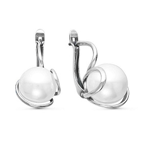 Серьги Красная пресня - Серебро 925, Жемчуг имитация (арт. 3368618)