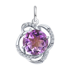 Подвеска Diamant - Серебро 925, Аметист, Фианит (арт. 94-330-01920-1)