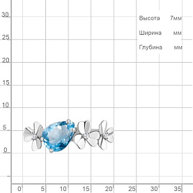 Кольцо Аквамарин - Серебро 925, Топаз, Фианит (арт. 6956005А.5)