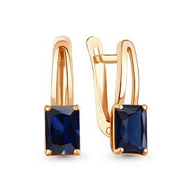 Серьги Аквамарин - Серебро 925, Синтетический сапфир (арт. 400567Н.6)