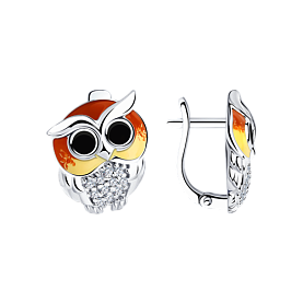 Серьги SOKOLOV - Серебро 925, Фианит, Эмаль (арт. 94022921)