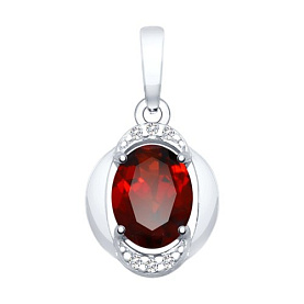 Подвеска SOKOLOV - Серебро 925, Гранат, Фианит (арт. 92030466)
