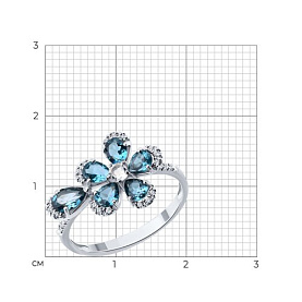 Кольцо SOKOLOV - Золото 585, Горный хрусталь, Топаз лондон, Фианит (арт. 717359-3)