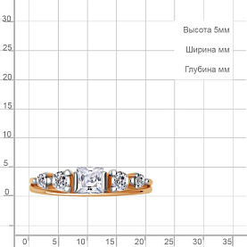 Кольцо Аквамарин - Серебро 925, Фианит (арт. 600222А.6)