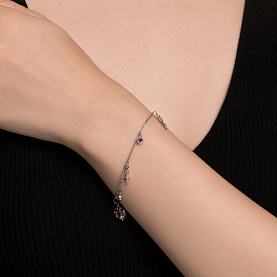 Браслет SOKOLOV - Серебро 925, Синтетический рубин, Фианит (арт. 94051196)