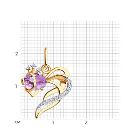 Подвеска SOKOLOV - Золото 585, Аметист, Фианит (арт. 731860)