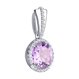 Подвеска SOKOLOV - Серебро 925, Аметист, Фианит (арт. 92030319)