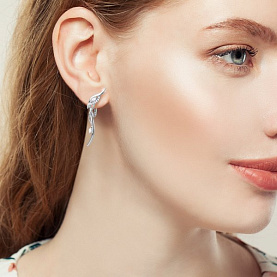 Серьги Аквамарин - Серебро 925, Фианит (арт. 400151А.5)