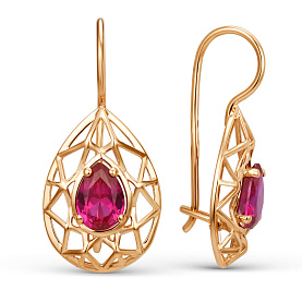 Серьги ЮФ Династия - Золото 375, Синтетический рубин (арт. 011672-5450)