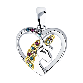 Подвеска SOKOLOV - Серебро 925, Фианит, Эмаль (арт. 94032836)