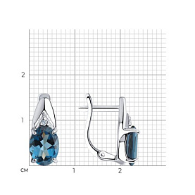Серьги SOKOLOV - Серебро 925, Топаз лондон, Фианит (арт. 92021692)
