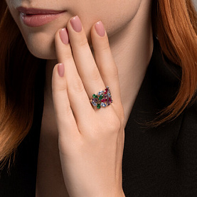 Кольцо SOKOLOV - Серебро 925, Синтетический рубин, Фианит (арт. 94014148)