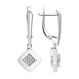 Серьги Diamant - Серебро 925, Керамика, Фианит (арт. 94-121-01270-2)