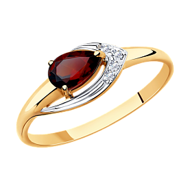 Кольцо SOKOLOV - Золото 375, Гранат, Фианит (арт. 37715490)