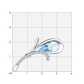 Брошь Diamant - Серебро 925, Топаз, Фианит (арт. 94-340-01049-1)
