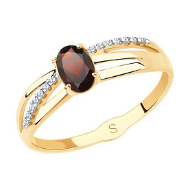 Кольцо SOKOLOV - Золото 375, Гранат, Фианит (арт. 37715610)
