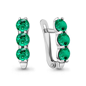 Серьги Аквамарин - Серебро 925, Синтетический изумруд (арт. 47455П.5)