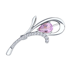 Брошь Diamant - Серебро 925, Аметист, Фианит (арт. 94-340-01049-2)